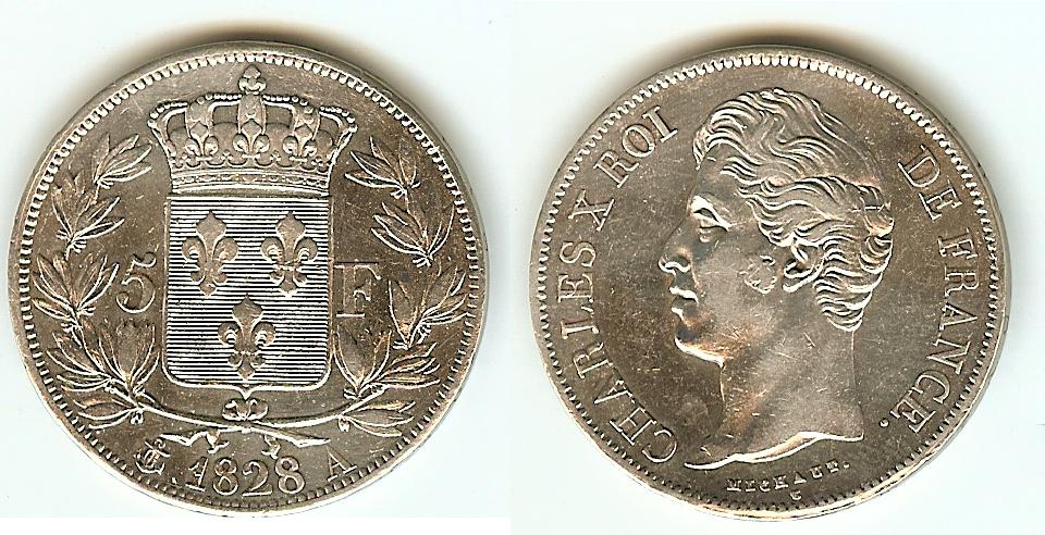 5 Francs Charles X 1828A Paris gEF